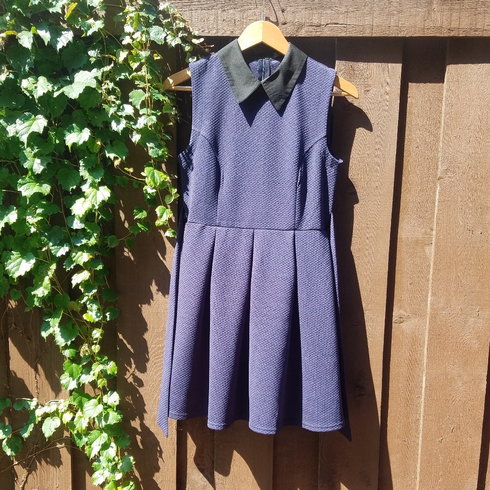Goldkid London navy dress with Peter Pan collar
